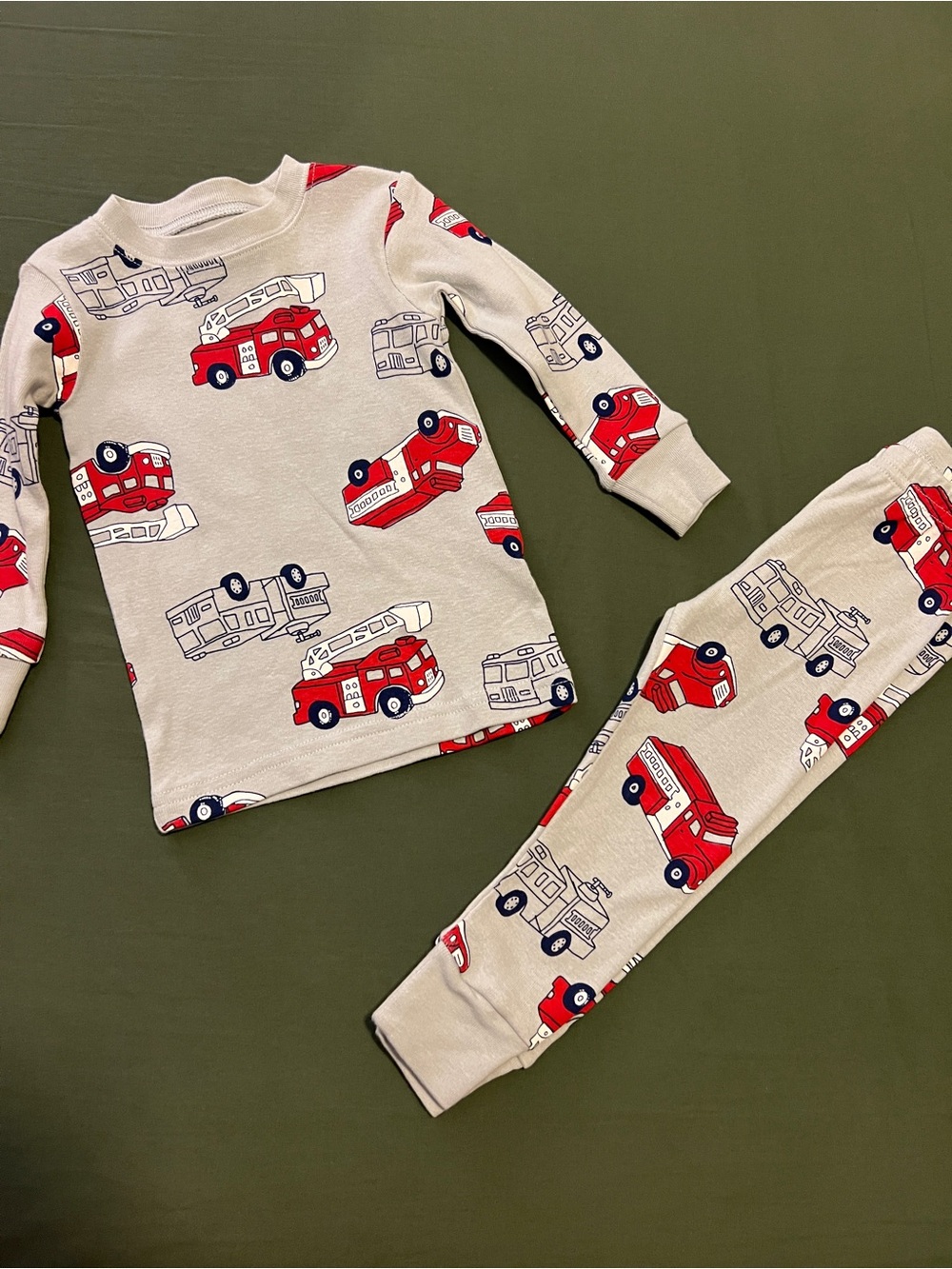 Carter's Gray Fire Truck Pajama Set Size 12 M